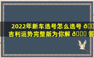 2022年新车选号怎么选号 🐯 吉利运势完整版为你解 🍀 答！